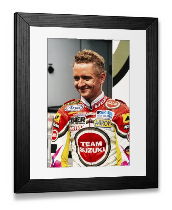 Framed Print : Racing driver Kevin Schwantz USA, Team Lucky Strike, Motorcycle World Championship 1990, Grand Prix (GP) of Germany at the Hockenheimring on 27 May 1990, Germany, Europe