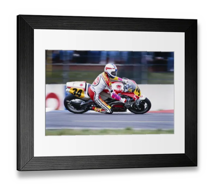 Framed Print : Racer Kevin Schwantz USA, Motorcycle World Championship 1990, Team Lucky Strike, Suzuki RGV 500 cc, Grand Prix (GP) of Germany at the Hockenheimring on 27 May 1990, Germany, Europe