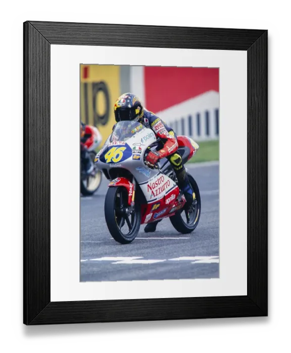 Framed Print : World Champion Valentino Rossi (ITA) at the start, #46 Aprilia 125 cc, Motorcycle World Championship 1997, Germany, Europe