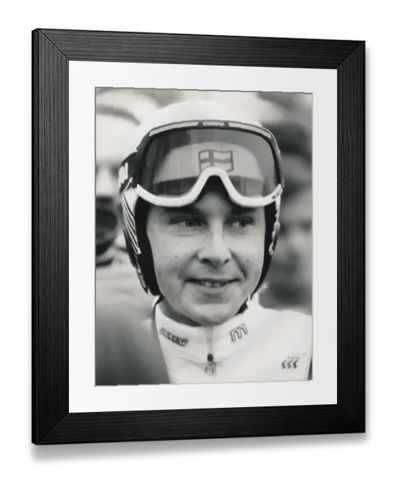 Framed Print : World Cup, Ski jumping, Ski jumper, Matti Nykaenen (FIN), portrait, at a ski jumping competition, 1989, Germany, Europe Framed Print : World Cup, Ski jumping, Ski jumper, Matti Nykaenen (FIN), portrait, at a ski jumping competition, 1989, Germany, Europe