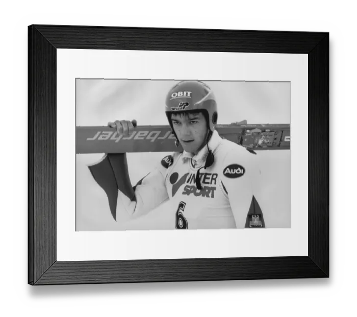 Framed Print : World Cup, ski jumping, ski jumper Gerd Siegmund (DEU), portrait, during a competition in 1995, Germany, Europe
