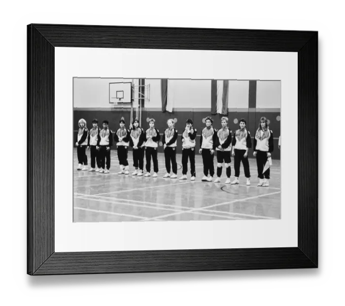 Framed Print : The German woman's national handball team on 14 November 1989, Germany, Europe