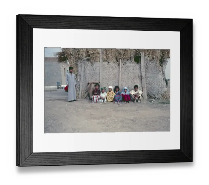 Framed Print : Children and estate of a sheikh near Dura Europos, Euphrates Valley, Syria, May 1987, vintage, retro, old, historical, Asia