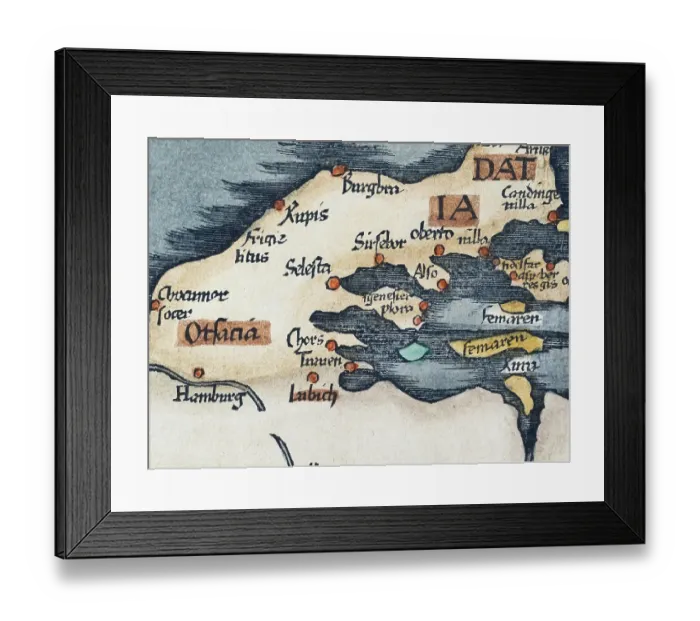 Framed Print : Detail from antique historical map of Scandinavia Norbegia & Gottia with Denmark and Germany, by Lorenz Fries, Claudius Clavus and Martin Waldseemueller, old coloured woodcut, Strasbourg 1541 Framed Print : Detail from antique historical map of Scandinavia Norbegia & Gottia with Denmark and Germany, by Lorenz Fries, Claudius Clavus and Martin Waldseemueller, old coloured woodcut, Strasbourg 1541