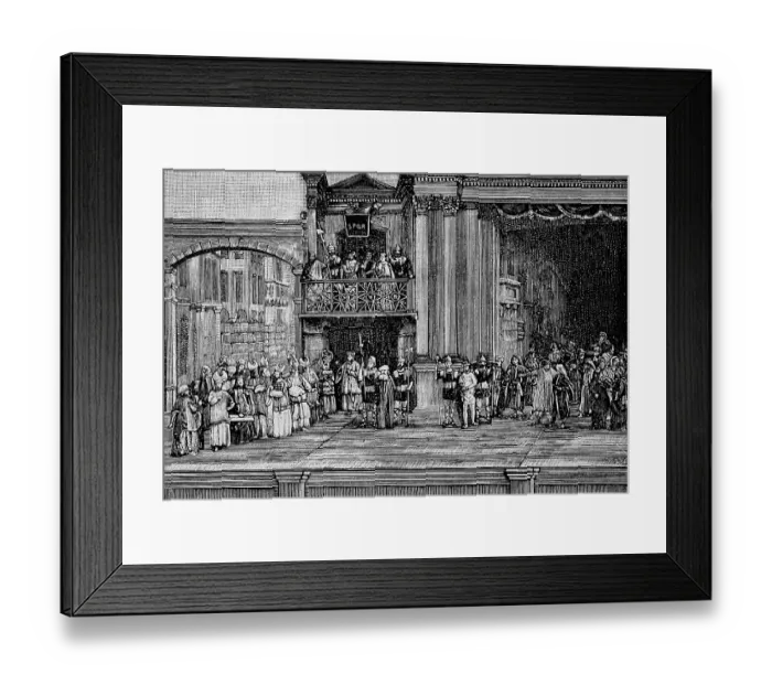 Framed Print : Performance of the Passion of Christ, Jesus in front of Pilate, Oberammergau Passion Play, stage, Oberammergau, journey, Germany, historical illustration 1885, Europe Framed Print : Performance of the Passion of Christ, Jesus in front of Pilate, Oberammergau Passion Play, stage, Oberammergau, journey, Germany, historical illustration 1885, Europe