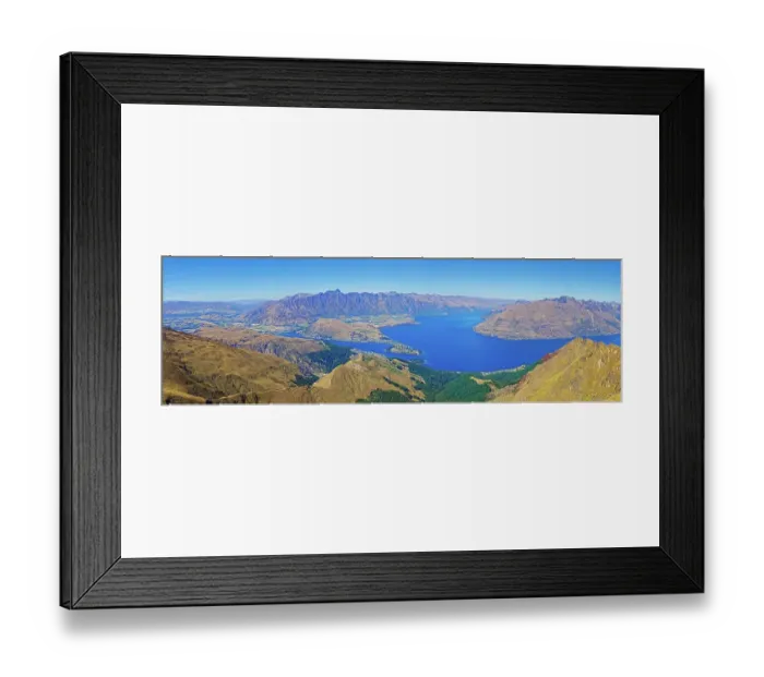 Framed Print : Panoramic view from summit of Ben Lomond, Lake Wakatipu, The Remarkables, Queenstown, Otago Region, South Island, New Zealand, Oceania