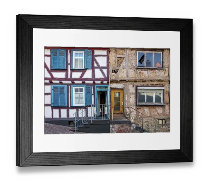 Framed Print : Old half-timbered house, semi-detached house, restored renovated and dilapidated, idyll, historic old town, Idstein, Rheingau Taunus district, German Half-Timbered House Route, Hesse, Germany, Europe Framed Print : Old half-timbered house, semi-detached house, restored renovated and dilapidated, idyll, historic old town, Idstein, Rheingau Taunus district, German Half-Timbered House Route, Hesse, Germany, Europe
