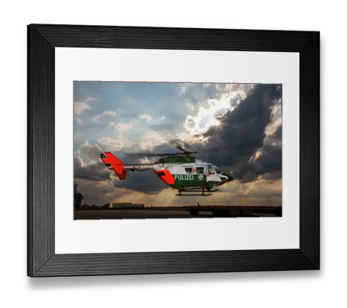 Framed Print : Police helicopter type BK 117 taking off for an operational flight Framed Print : Police helicopter type BK 117 taking off for an operational flight