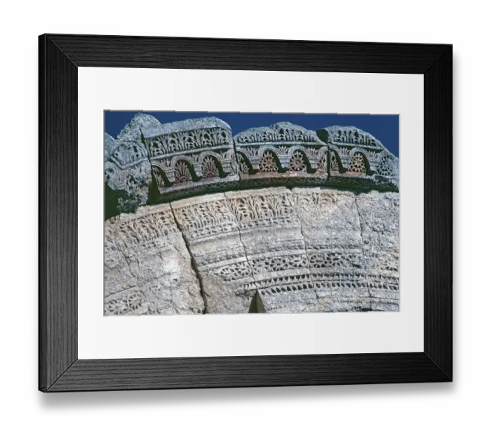 Framed Print : Capital with decorative elements, East Basilica, Monastery of St Simeon Stylites, Qalʿat Simʿan, near Aleppo, Syria, May 1987, vintage, retro, old, historical, Asia Framed Print : Capital with decorative elements, East Basilica, Monastery of St Simeon Stylites, Qalʿat Simʿan, near Aleppo, Syria, May 1987, vintage, retro, old, historical, Asia