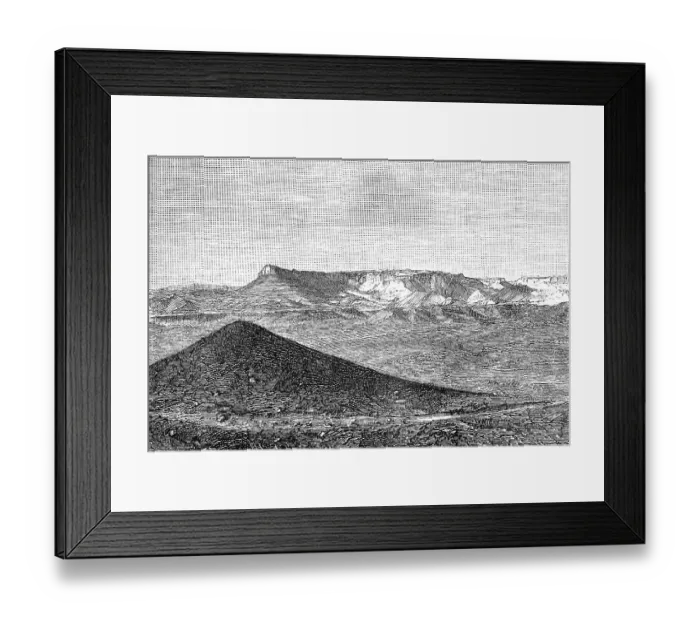 Framed Print : Desert-like mountain landscape Al Farafra in the Egyptian Sahara, stone desert, Hammada, travelling, Egypt, historical illustration 1886, Africa Framed Print : Desert-like mountain landscape Al Farafra in the Egyptian Sahara, stone desert, Hammada, travelling, Egypt, historical illustration 1886, Africa