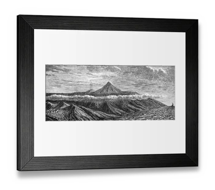 Framed Print : Volcano Pico de Teide (3715m) on Tenerife above the clouds, National Parks El Teide, UNESCO World Heritage Site, Canary Islands, Canary Islands, Atlantic Island, Travel, Spain, historical illustration 1886, Europe