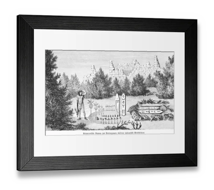Framed Print : Ruins of the city of Palenque, in front of it modern Indian burial grounds, Mayas, archaeology, travelling, Mexico, historical illustration 18888, Central America Framed Print : Ruins of the city of Palenque, in front of it modern Indian burial grounds, Mayas, archaeology, travelling, Mexico, historical illustration 18888, Central America