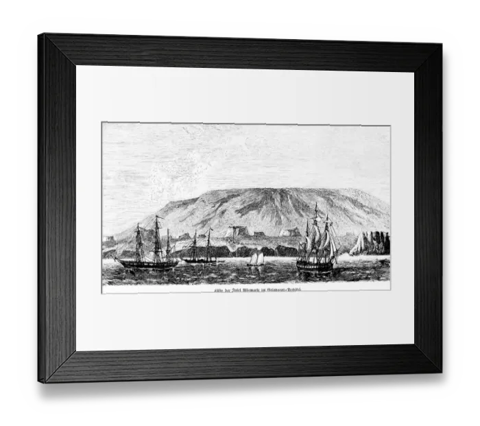 Framed Print : Sailing ships off the island Isla Islabela or Albemarle of the Galapagos Archipelago, landscape, Pacific, travelling, Ecuador, historical illustration 18888, South America Framed Print : Sailing ships off the island Isla Islabela or Albemarle of the Galapagos Archipelago, landscape, Pacific, travelling, Ecuador, historical illustration 18888, South America