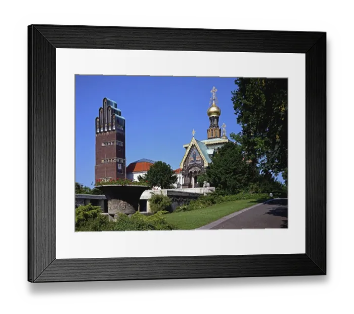 Framed Print : World Cultural Heritage Site, Mathildenhoehe, Wedding Tower, Russian Chapel, Darmstadt, Hesse