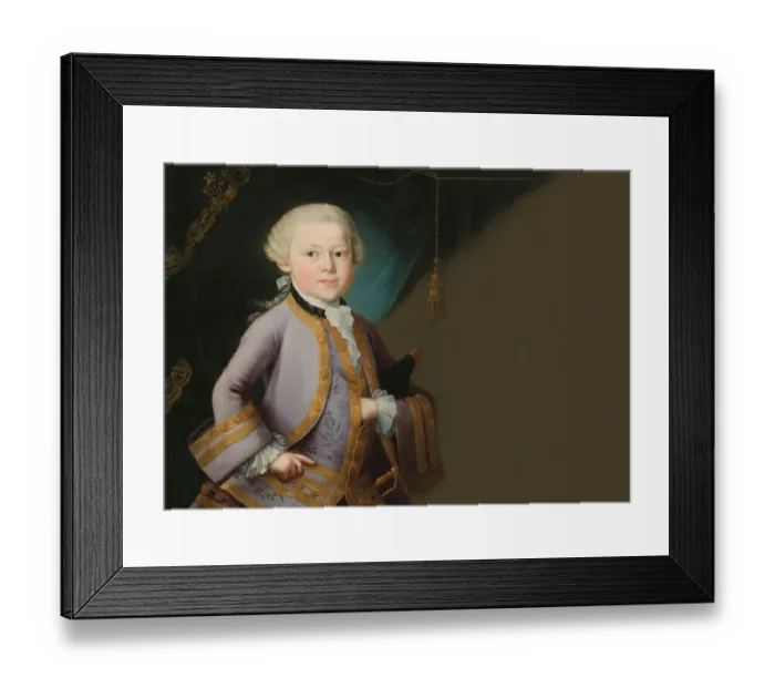 Framed Print : Wolfgang Amadeus Mozart at the age of 6, 1756 - 1791, composer of classical music, First Viennese School, digitally edited