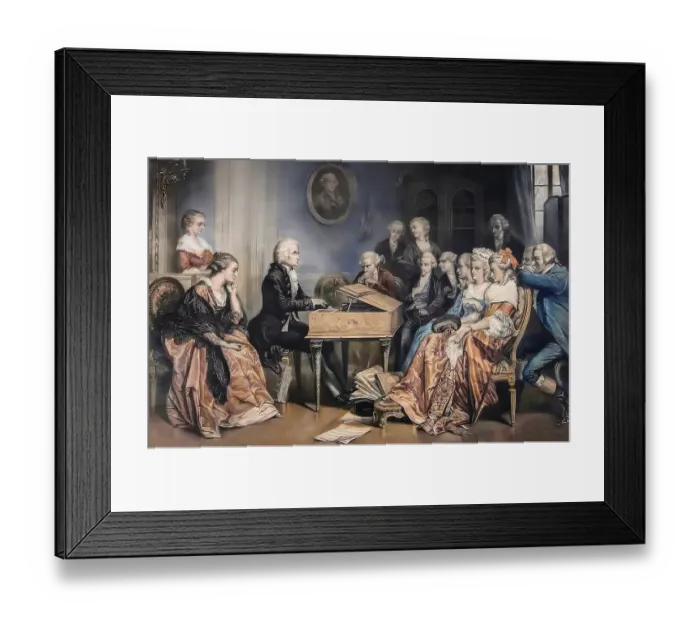 Framed Print : Mozart at the harpsichord, Wolfgang Amadeus Mozart, 1756 - 1791, composer of classical music, First Viennese Schoolm digitally edited after a painting by Hamman Framed Print : Mozart at the harpsichord, Wolfgang Amadeus Mozart, 1756 - 1791, composer of classical music, First Viennese Schoolm digitally edited after a painting by Hamman