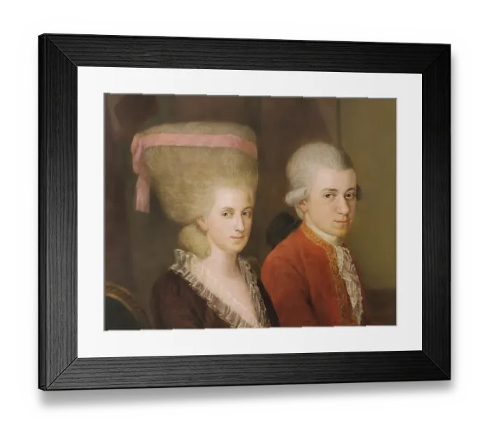 Framed Print : Wolfgang Amadeus Mozart with his sister Maria Anna Nannerl, c. 1780, digitally edited after a painting by Croce Framed Print : Wolfgang Amadeus Mozart with his sister Maria Anna Nannerl, c. 1780, digitally edited after a painting by Croce