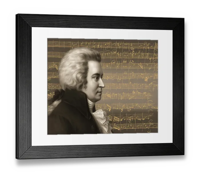 Framed Print : Wolfgang Amadeus Mozart, 1756 - 1791, composer of classical music, First Viennese School, notesheet from Minuet No. 2 for orchestra, KV 164, 1772, digitally edited Framed Print : Wolfgang Amadeus Mozart, 1756 - 1791, composer of classical music, First Viennese School, notesheet from Minuet No. 2 for orchestra, KV 164, 1772, digitally edited