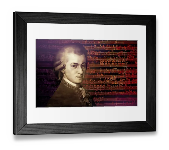 Framed Print : Wolfgang Amadeus Mozart, 1756 - 1791, composer of classical music, First Viennese School, notesheet from Allegro and Andante, Fantasy in F minor for mechanical organ, KV 608, 1791, digitally edited
