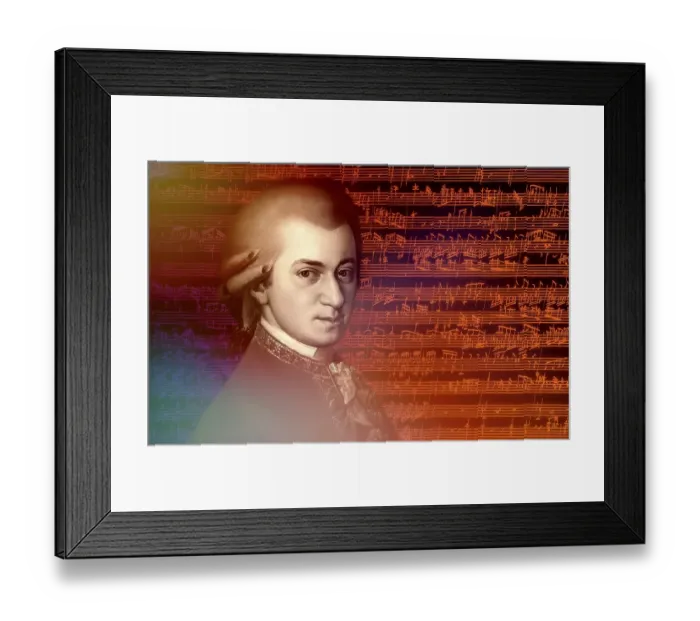 Framed Print : Wolfgang Amadeus Mozart, 1756 - 1791, composer of classical music, First Viennese School, notesheet from Allegro and Andante, Fantasy in F minor for mechanical organ, KV 608, 1791, digitally edited