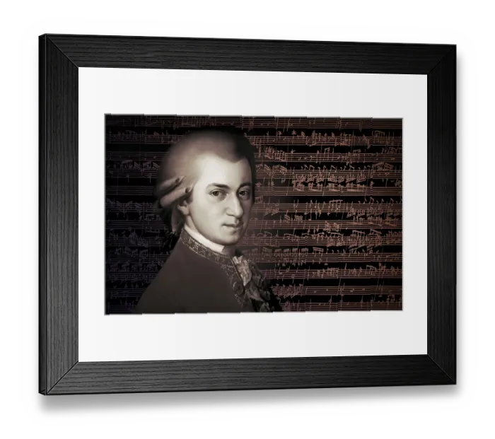 Framed Print : Wolfgang Amadeus Mozart, 1756 - 1791, composer of classical music, First Viennese School, notesheet from Allegro and Andante, Fantasy in F minor for mechanical organ, KV 608, 1791, digitally edited