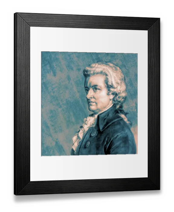 Framed Print : Wolfgang Amadeus Mozart, 1756 - 1791, composer of classical music, First Viennese School, digitally edited