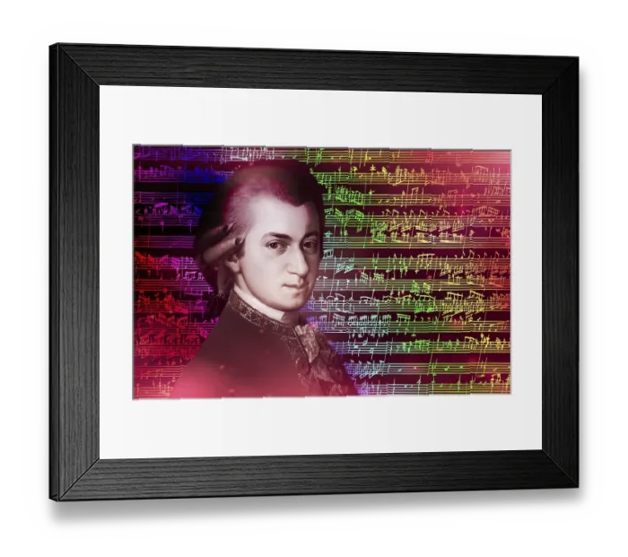 Framed Print : Wolfgang Amadeus Mozart, 1756 - 1791, composer of classical music, First Viennese School, notesheet from Allegro and Andante, Fantasy in F minor for mechanical organ, KV 608, 1791, digitally edited