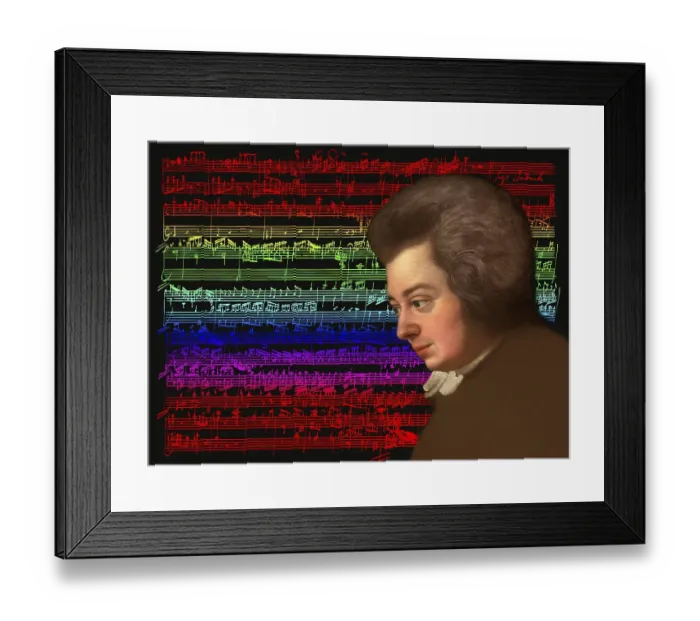 Framed Print : Wolfgang Amadeus Mozart, 1756 - 1791, composer of classical music, First Viennese School, notesheet from Allegro and Andante, Fantasy in F minor for mechanical organ, KV 608, 1791, digitally edited