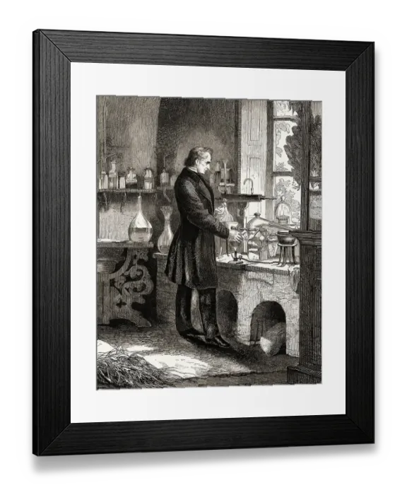 Framed Print : Justus Freiherr von Liebig, German chemist and scientist, digitally edited, in his laboratory at Giessen, Hesse, Germany, Europe