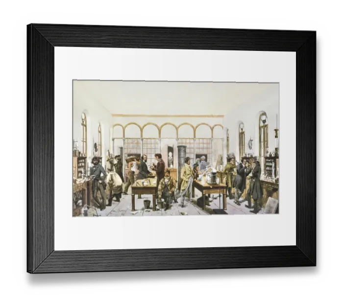 Framed Print : Justus von Liebig's doctoral students in his laboratory, around 1841, Giessen, Hesse, Germany, Europe, Justus Freiherr von Liebig, 1803 - 1873, German chemist and scientist, digitally edited after Trautschold, Europe Framed Print : Justus von Liebig's doctoral students in his laboratory, around 1841, Giessen, Hesse, Germany, Europe, Justus Freiherr von Liebig, 1803 - 1873, German chemist and scientist, digitally edited after Trautschold, Europe