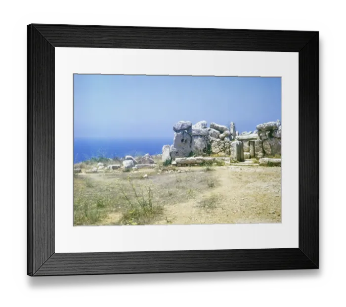 Framed Print : Prehistoric neolithic archaeological site, megalithic temple complex, Hagar Qim, Malta, Europe 1971, Europe