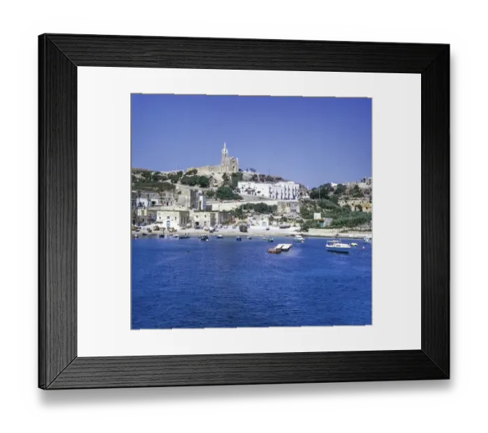 Framed Print : View from ferry arriving at Mgarr, Gozo, Malta, Europe 1971, Europe Framed Print : View from ferry arriving at Mgarr, Gozo, Malta, Europe 1971, Europe