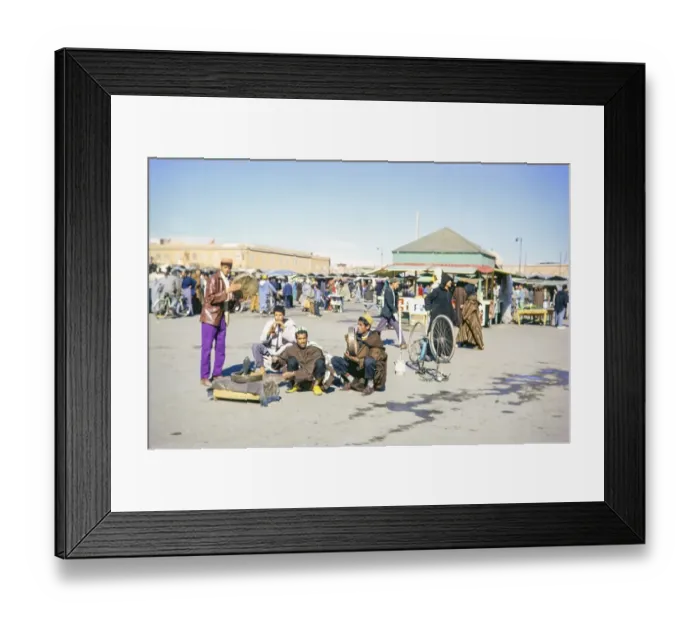 Framed Print : Snake charmers Jemaa el-Fnaa, Marrakech, Morocco, north Africa 1973, Africa