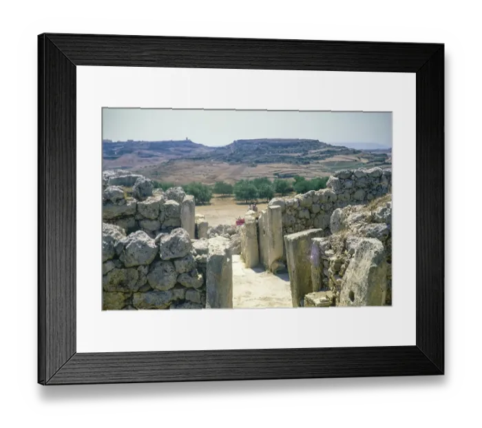 Framed Print : Prehistoric neolithic archaeological site, megalithic temple complex, ggantija, Gozo, Malta, Europe 1971, Europe
