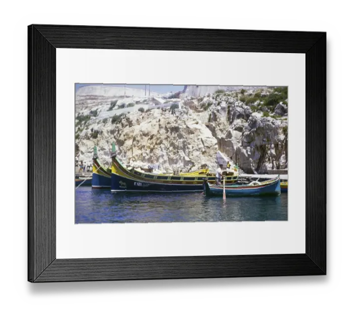 Framed Print : Traditional fishing boats, Malta, Europe 1971, Europe