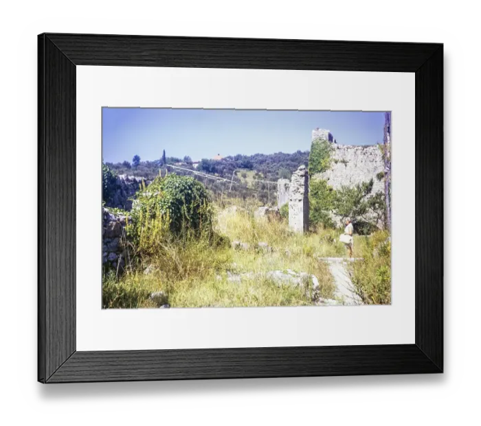 Framed Print : Woman tourist standing in ruins of Old Town, Stari Bar, Montenegro, former Yugoslavia, Europe 1970, Europe Framed Print : Woman tourist standing in ruins of Old Town, Stari Bar, Montenegro, former Yugoslavia, Europe 1970, Europe