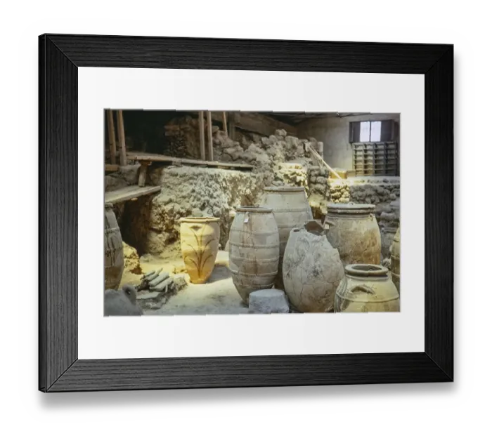 Framed Print : Minoan Bronze Age archaeological site of Akrotiri, Santorini, Cyclades islands, Greece, Europe, 1972, Europe Framed Print : Minoan Bronze Age archaeological site of Akrotiri, Santorini, Cyclades islands, Greece, Europe, 1972, Europe