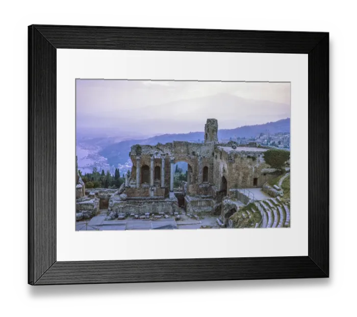 Framed Print : Ancient Greek theatre of Taormina, Sicily, Italy, Europe 1969 built in the third century BC, Europe