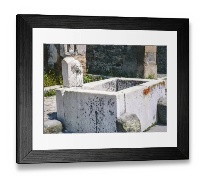 Framed Print : Marble water cistern Roman ruins Archaeological Park of Pompeii, Naples, Italy, Europe 1967, Europe