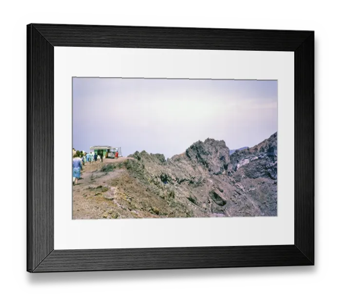 Framed Print : People at crater of Mount Vesuvius volcano, Naples, Campania, Italy, Europe 1967, Europe