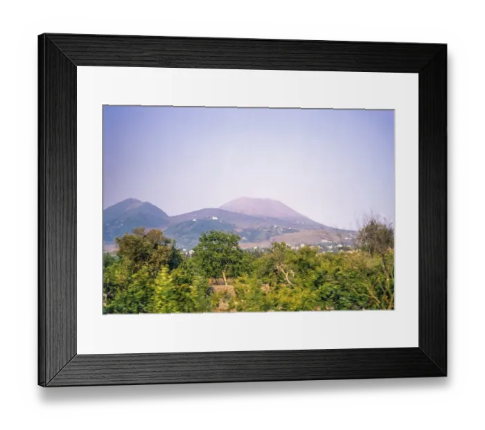 Framed Print : Landscape view of countryside and cone of Mount Vesuvius volcano, Naples, Campania, Italy, Europe 1967, Europe