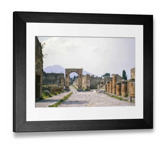 Framed Print : Roman ruins Archaeological Park of Pompeii, Naples, Italy, Europe 1967 with Mount Vesuvius volcano in background, Europe Framed Print : Roman ruins Archaeological Park of Pompeii, Naples, Italy, Europe 1967 with Mount Vesuvius volcano in background, Europe