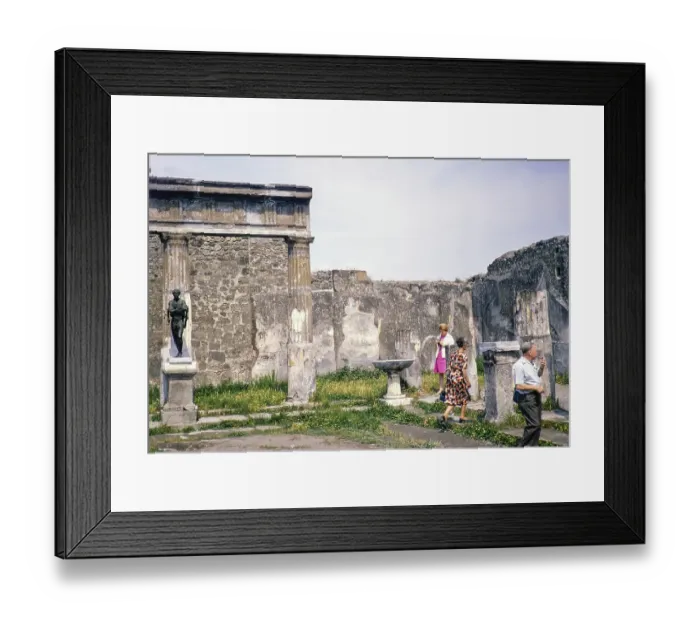 Framed Print : Tourists visit the Roman ruins Archaeological Park of Pompeii, Naples, Italy, Europe 1967, Europe