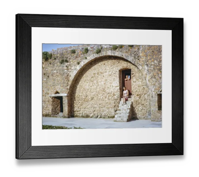 Framed Print : Tourists inside, Fort of Saint John the Baptist, Fort of Sao Joao Baptista, Fort of the Berlengas, Berlenga Grande island, Portugal, Europe 1965, Europe