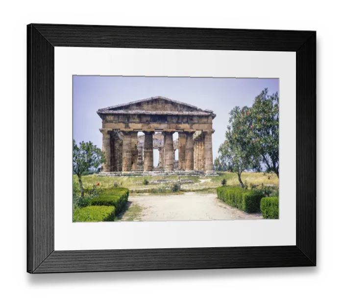 Framed Print : Temple of Hera II, also known as the Temple of Neptune, Paestum archaeological park, Campania, Italy, Europe 1967, Europe Framed Print : Temple of Hera II, also known as the Temple of Neptune, Paestum archaeological park, Campania, Italy, Europe 1967, Europe