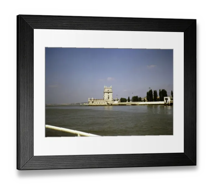 Framed Print : Belem Tower, the Tower of Saint Vincent, from boat on River Tagus, Lisbon, Portugal, Europe 1965, Europe