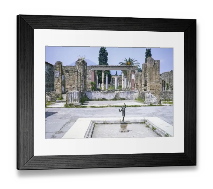 Framed Print : Roman ruins Archaeological Park of Pompeii, Naples, Italy, Europe 1967 - statue of the Dancing Faun, Europe