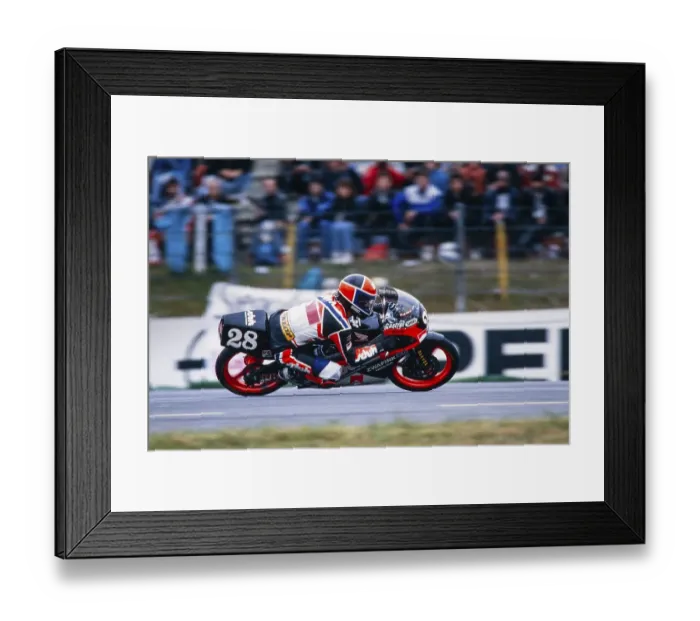 Framed Print : The German Waldi Ralf Waldmann, Team Schuh, Zwafink, Honda, 125 cc, Motorcycle World Championship 1991, GP of Germany at the Hockenheimring on 26 May 1991