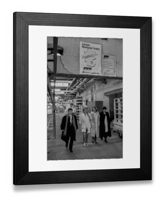 Framed Print : Germany, Kahla, 20.12.1991, Porzellanwerk Kahla, Feierabend, under the motto: Unser Wahlziel heisst Deutschland, Europe