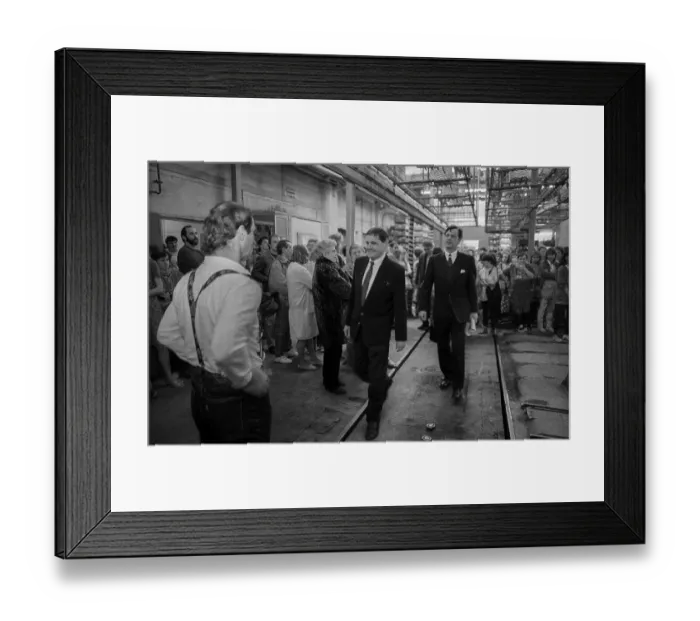 Framed Print : Germany, Kahla, 20.12.1991, Porzellanwerk Kahla, works meeting, reception, on the right: works manager Hoffmann, Europe